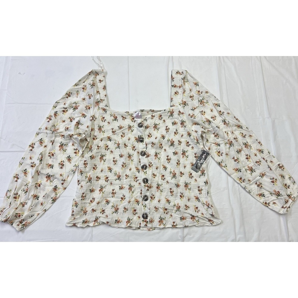 No Boundaries Floral Shirt Squeare Neck Women's Size XXXL
